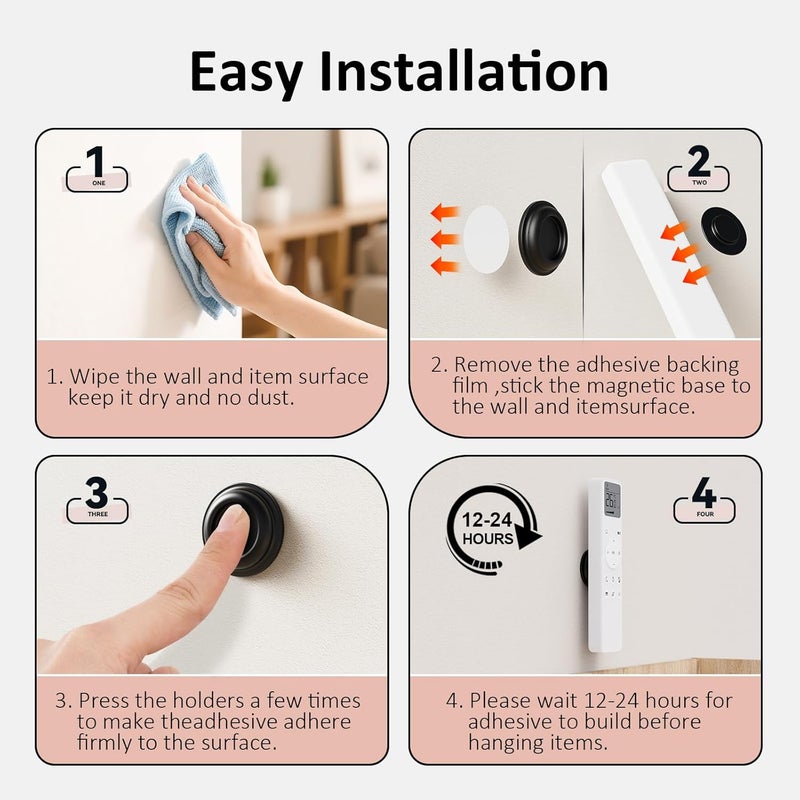 Vaszu Remote Control Holder Magnetic Wall Mount Self-Adhesive, 6 Pack Upgraded Silicone Remote Organizer Storage 360° Rotation Wall Holder for Home Office TV, Fan and Air Conditioner Remote Control - Image 5
